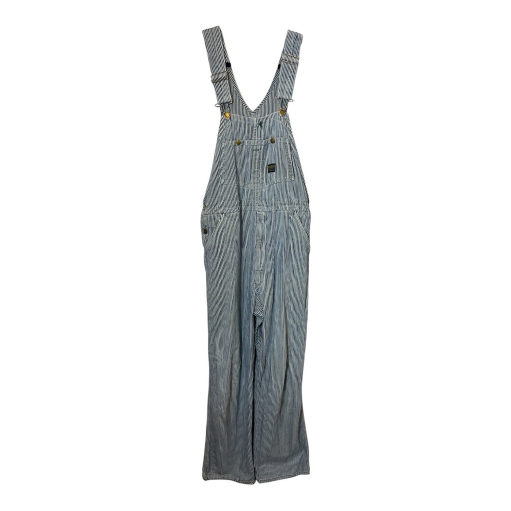 Vintage Osh Kosh Railroad Stripe Union Made Blue Denim Overalls USA Vestbak